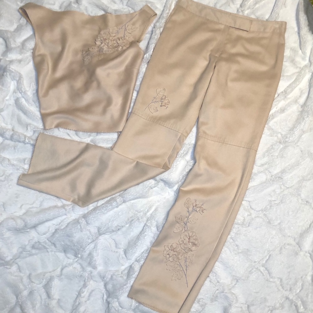 BCBG Max Azria crop top and pants set.
